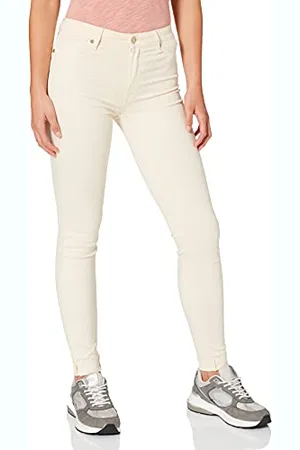 7 for all Mankind Damen Hw Skinny Colored Slim Illusion With Raw Cut Winter White Hose, White, 31W 30L EU