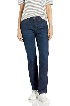 Amazon Damen Schmale Jeans Mit Geradem Schnitt und Mittelhohem Bund, , 38 Kurz