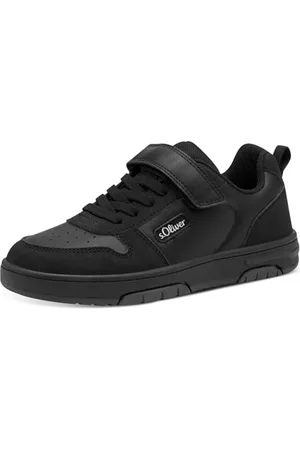 QS by s.Oliver Mädchen Sneaker flach mit Klettverschluss Bequem, (Black), 32 EU