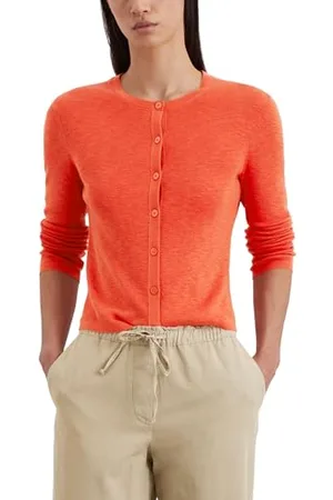 Marc O’ Polo Marc OߴPolo Damen Cardigan mit Knopfleiste Slim Fit, Rot (Burnt Red), L
