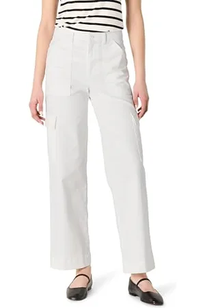 Amazon Damen Hochgeschnittene Cargo-Hose in Khaki mit Normaler Passform und Voller Länge, , 36-38