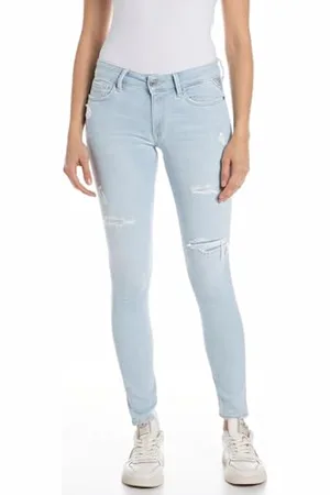 Replay Damen Jeans New Luz Skinny-Fit, (Blau), 27W / 28L
