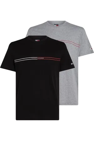 Tommy Hilfiger Herren 2er Pack T-Shirts Kurzarm aus Baumwolle, Mehrfarbig (Black/Grey Htr), XL
