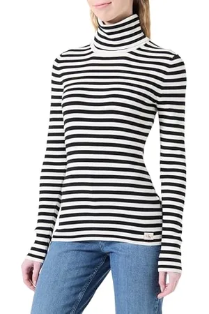 Calvin Klein Jeans Damen Woven Label Roll Neck Sweater J20j224225 Kurzarm Polo, , L