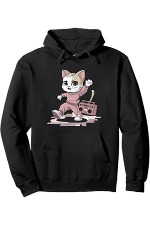 NineBlack Coole Katze in einem rosa Trainingsanzug lustig Pullover Hoodie