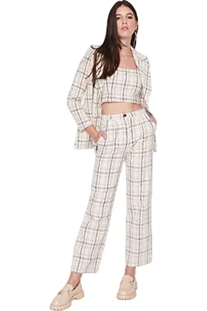Trendyol Damen Herren Mittlerer Bund Wide Leg Hose Pants, , 34