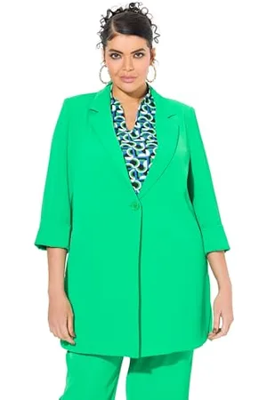 Ulla Popken Damen Blazer, Reverskragen, Knopfverschluss, 3/4-arm, , 50-52 EU