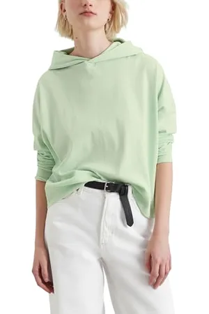 Marc O’ Polo Marc OߴPolo Denim Damen Hoodie mit Stretch-Anteil Relaxed Fit, Grün (Mint Mist), XS
