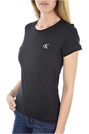 Calvin Klein Jeans CK EMBROIDERY SLIM TEE Kurzarm Strickoberteile Damen, , M
