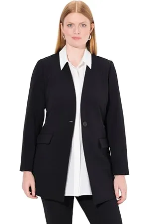 Ulla Popken Damen große Größen Übergrößen Plus Size Blazer, Punto di Roma, V-Ausschnitt, Knopfverschluss