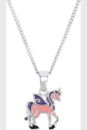 Prinzessin Lillifee Kette mit Anhänger 925 Sterling Silber Mädchen Kinder Halsschmuck, 35+3 cm, Lila, Einhorn, Kommt in Schmuck Geschenk Box, 2013154