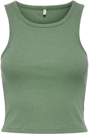 ONLY Damen ONLVELMA Rib Acid Crop Tank Acc Top, , X-Small