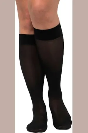 Ulla Popken Damen Stütz-Kniestrümpfe, breite Bündchen, 70 den, , 39-42