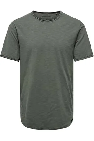 Only & Sons Herren O&S Rundhals T-Shirt Langes Einfarbiges Kurzarm Shirt Basic Shortsleeve aus Baumwolle ONSBENNE