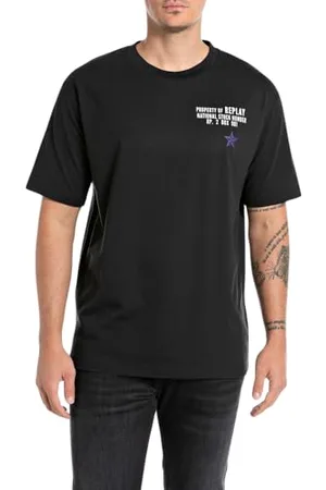 Replay Herren T-Shirt Kurzarm Oversized, Schwarz (Black 098), XXL