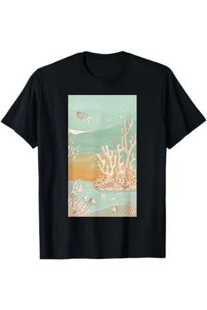 SEA Meeresschildkröte Korallenmuster Muscheln Koralle Ozeanliebhaber T-Shirt