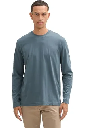 TOM TAILOR Herren 1044770 Basic Longsleeve aus Baumwolle, 32506-Dusty Dark Teal, S