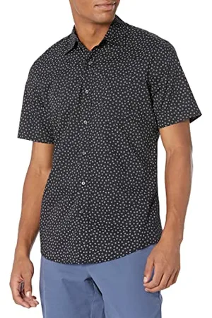 Amazon Herren Schmal Geschnittenes Bedrucktes Hemd Mit Kurzen Ärmeln Und Knopfleiste, , XXL