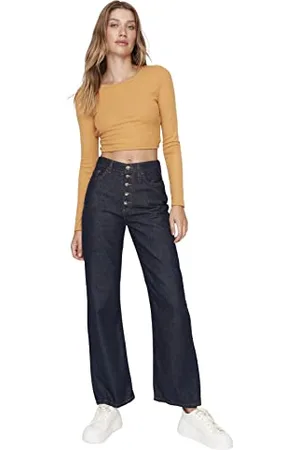 Trendyol Damen Herren Mittlerer Bund Wide Leg Jeans, , 34