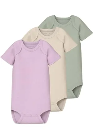 NAME IT Baby Unisex Nbnbody 3P Ss Solid Rib Noos, , Numeric_80 (3er Pack)