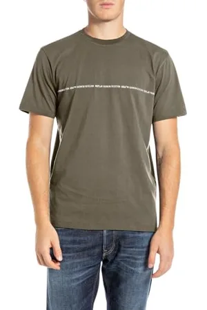 Replay Herren T-Shirt Kurzarm aus Baumwolle, Grün (Mud Green 759), S