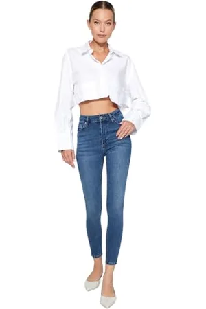 Trendyol Blue High Waist Skinny Jeans TWOAW24JE00066, Blue, 38