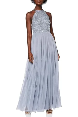 Maya Deluxe Damen Maxi for Women Halterneck Sequins Decorated Prom Wedding Special Occasion Bridesmaid Dress, , EU 48(UK 20)