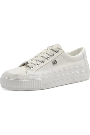 QS by s.Oliver Damen Plateau Sneaker mit Schnürsenkeln Bequem, (White), 40 EU