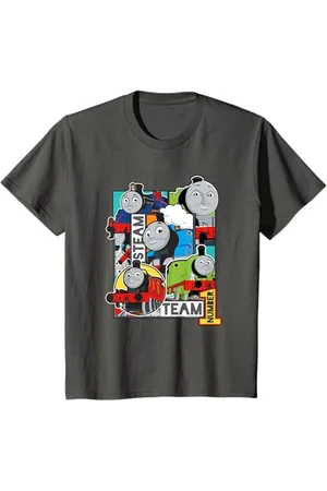 Thomas & Friends Kinder T-Shirt, Steam Team, Cartoon Print, Rundhals, Kurzarm, Unisex, EU 80/12 Jahre, Blue, Red, Black