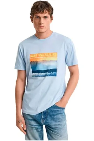 GANT Herren Placed Graphic Tshirt T-Shirt, Fresh Blue, M