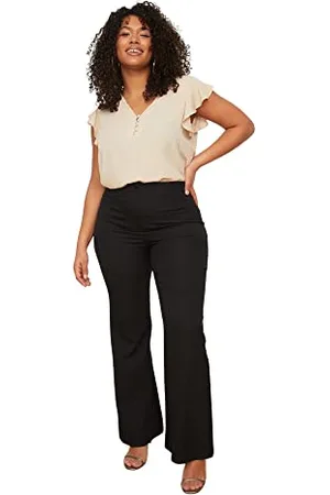 Trendyol Damen Normal Waist Flare Plus Size Pants Hose, , 50