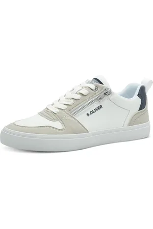 QS by s.Oliver Herren Sneaker flach mit Reißverschluss Low Top, Weiß ( .), 41 EU