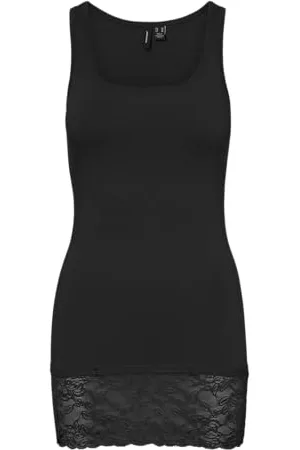 VERO MODA Damen Vmmaxi My Lace Long Tank JRS Noos, Black, XS