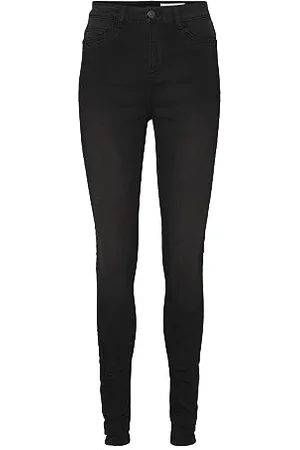 Noisy May Damen Skinny Fit Jeans High Waist Denim Stretch Hose Black Tapered Pants NMCALLIE