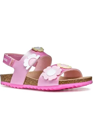 Geox J Adriel Girl D Sandal, Dk Pink/Lt Yellow, 25 EU