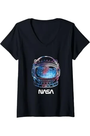 Nasa Damen Galaxy Lineart Fill Helm T-Shirt mit V-Ausschnitt