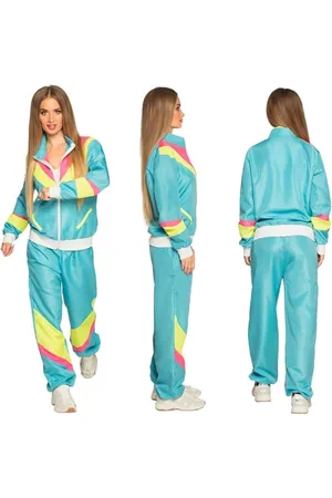Boland Kostüm für Erwachsene Trainingsanzug 80er Jahre mit Taschen, Jacke und Hose, Jogginganzug, Junggesellenabschied, Retro Style, Sportler, Gruppenkostüm, Erwachsene, Mottoparty, Karneval, M