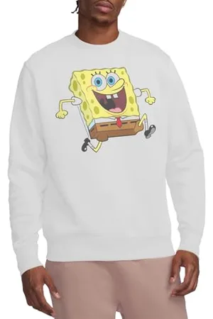 Spongebob Unisex Happy Running Spongebob Crew Sweatshirt, , L