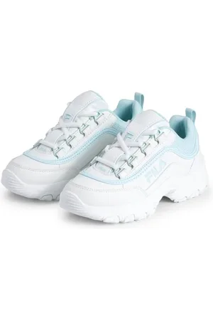 Fila Strada Logo Teens Sneaker, White-Blue Glow, 39 EU