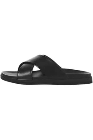 JACK & JONES Herren Jfwverona Leather Sandal, Black, 43 EU