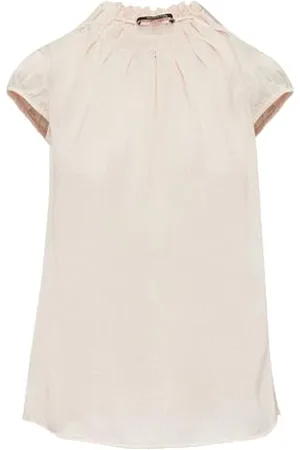 Comma, Satinbluse mit Raffung und All-Over-Print 38