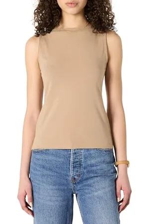 Amazon Damen Layering Tank-Oberteil Mit Bateau-Ausschnitt Aus Rippstrick, Schmale Passform, , L