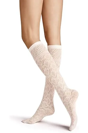 Hudson Damen Kniestrümpfe Graphic Crochet 40 den appearance White 0008 39-42