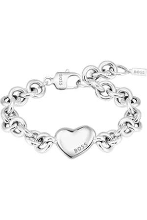 HUGO BOSS Jewelry Gliederarmband für Damen Kollektion HONEY LOVE aus Edelstahl mit einem Herzförmigen Anhänger - 1580638