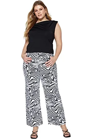 Trendyol Damen Woman High Waist Wide Leg Plus Size Jeans Hose, , 42 Größen