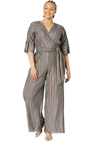 Little Mistress Damen Plisse Ausgestellter Jumpsuit, , 42