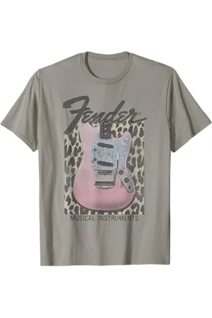 Fender Pink Grunge Leopard Guitar & Logo T-Shirt