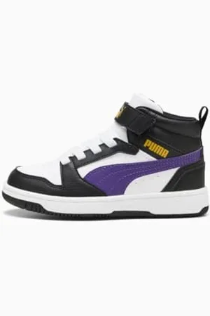 PUMA Jungen Unisex Kinder Rebound V6 MID AC+ PS Sneaker, White-Team Violet Black, 29 EU