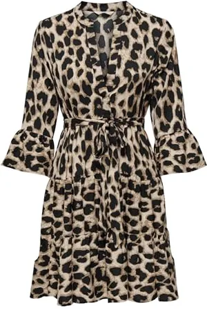 ONLY Damen Onlathena Life 3/4 Short Dress WVN Noos Stylisches Kleid Mit V-Ausschnitt Und Gürtelverschluss Für Den Alltag, , S