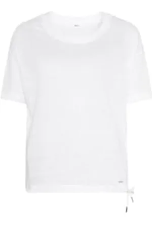 Brax Damen Style Candice Linen Single Jersey Solid T-Shirt, White, 46